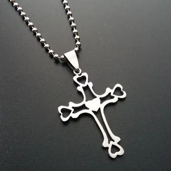 1 od Nehrđajućeg Čelika Višeslojne šuplje Ljubav Srce Križ Ogrlica Srce Religija Isus Križ Ogrlica Obitelj prijatelj pokloni nakit