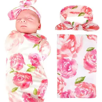  Set za Presvlačenje Novorođenčeta i Zavoje na Glavi, Uzimaju Deke, Ružičasti Cvijet